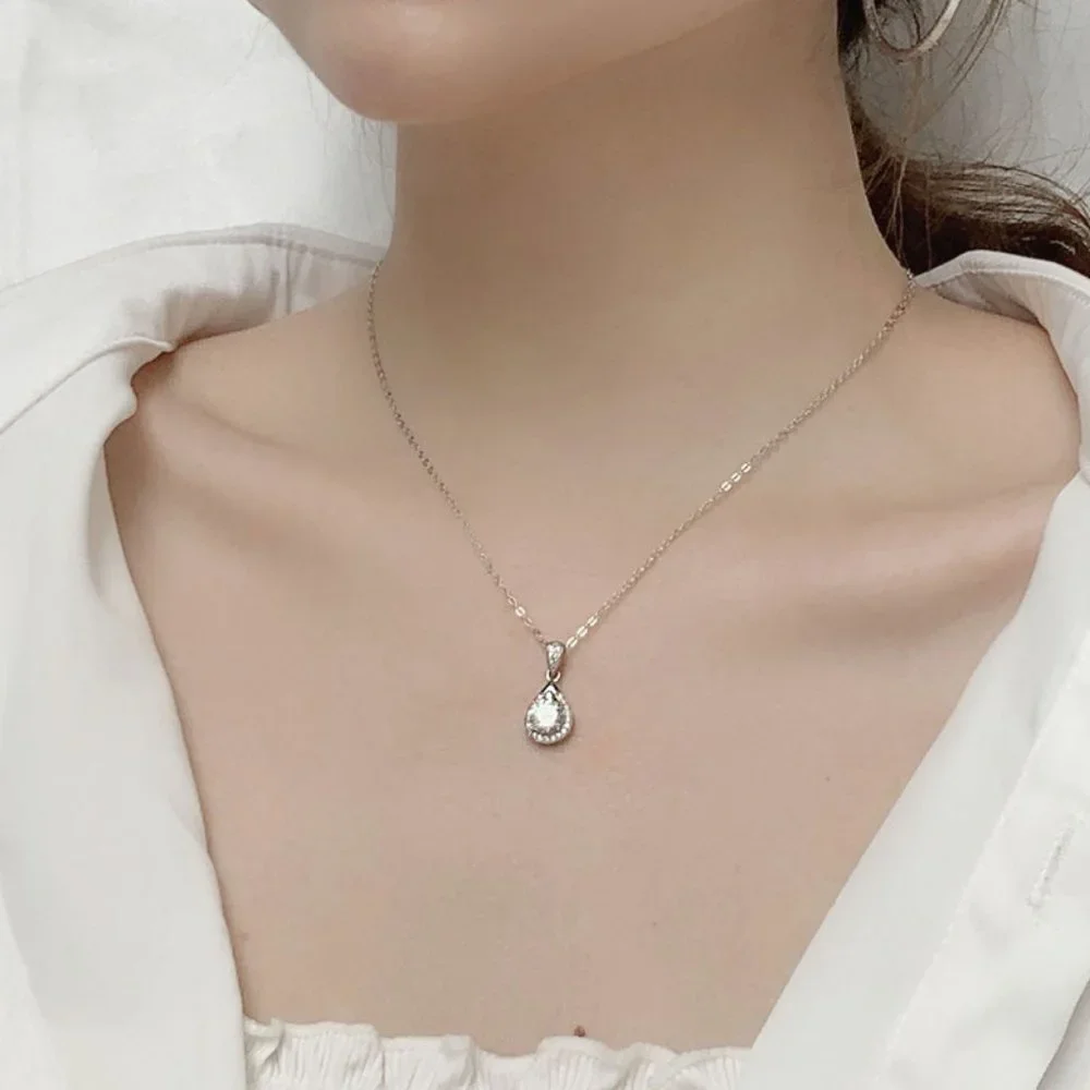 Certified 1ct. t.w. Moissanite Diamond Waterdrop Necklace NEW
